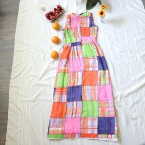 Vintage Joseph Magnin colorful patchy maxi dress
